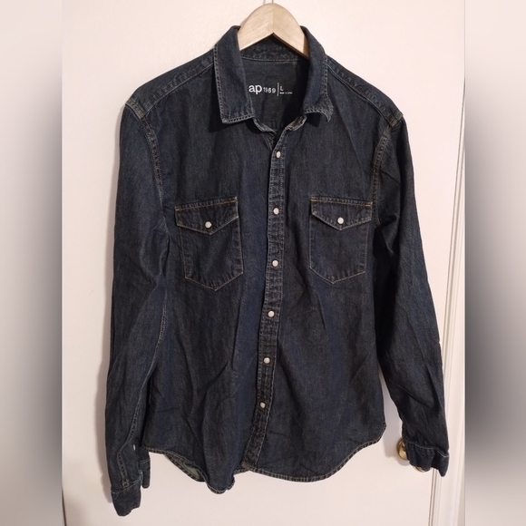 COPY - Gap 1969 Jean Shirt W/ Pearl Buttons Recycled Cotton Size Large EUC - Picture 1 of 11